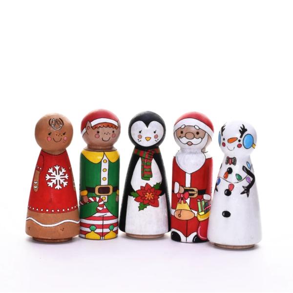 Custom Size Accepted Wooden Man Woman Peg Dolls People Figures for DIY Painting Craft
