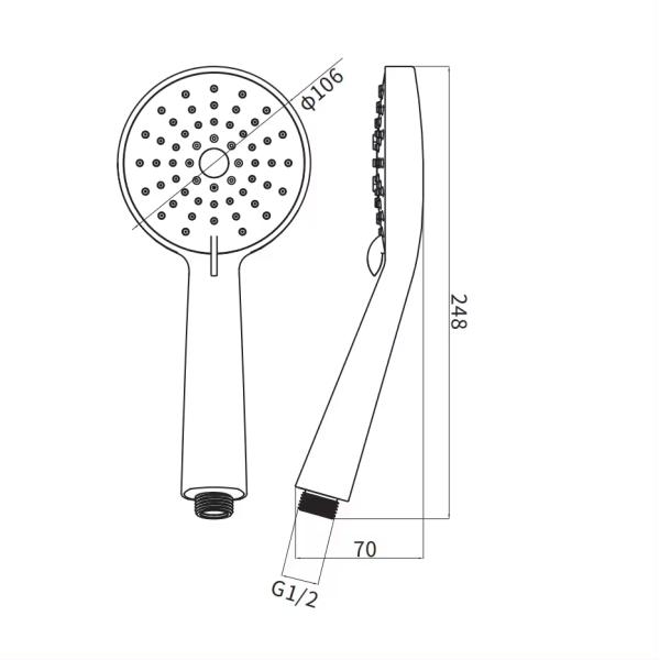 3 Functions Hand Shower Set for Portable Spa High Pressure Round Shape Chrome Finish