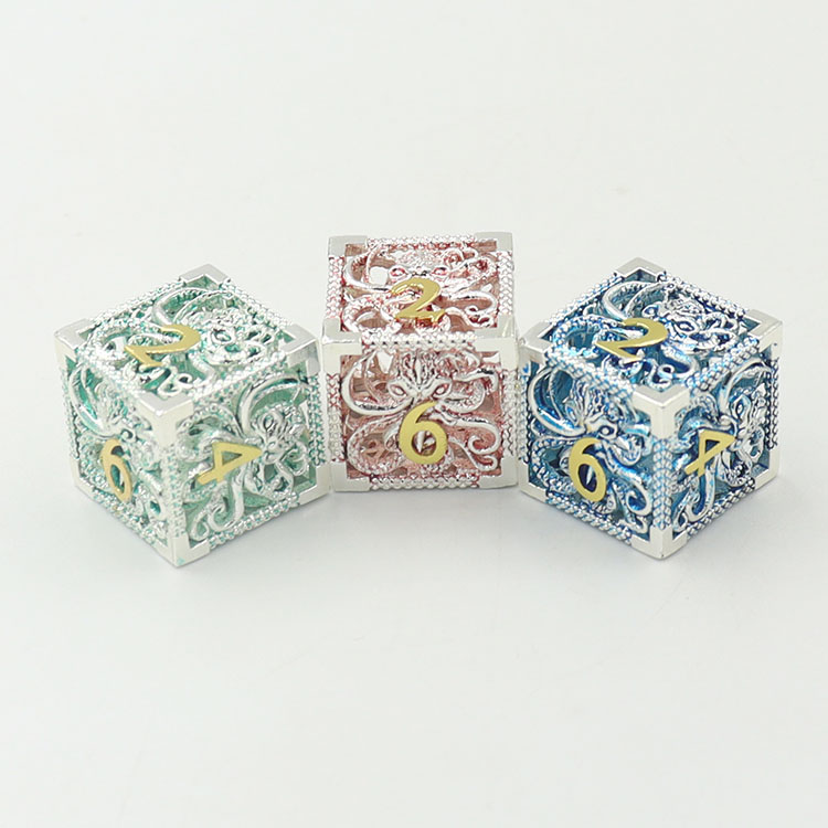 Brass Hollow Dice Set with Customized Logo and 16MM-20MM Size for DND RPG Games