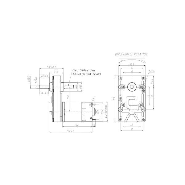 102*60mm PMDC DC Flat Gear Motor 24V RS 775 12V DC Motor Double Shaft