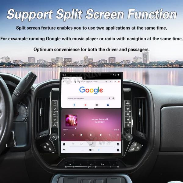 Viknav 15.6 Inch Car Radio For Chevrolet Silverado / GMC SIERRA 2014-2018 HD Touch Screen Android Head Unit Wirless Carplay GPS Navigation Player Autoradio (black 128GB)