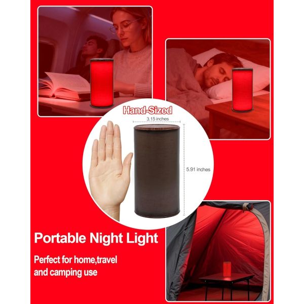Rechargeable Sleep Aid Night Light with 630nm Red Light and Infinitely Dimmable Portable Night Light