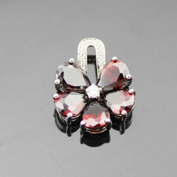 Women Jewelry  Purple Cubic Zircon Flower Pendant Necklace  (PSJ0223)