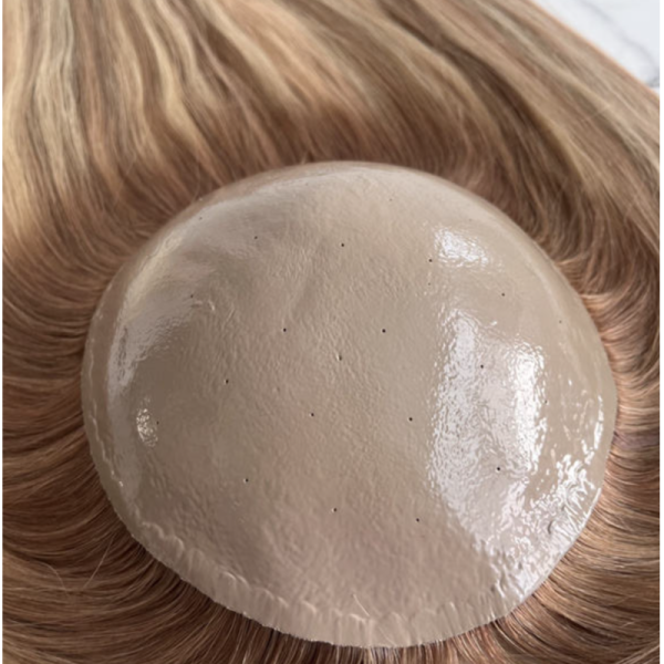 Women's Human Hair Wig Adhesive Scalp System Silicone Topper Silk Base Closure for Thinning Hair Topper Crab Liver for Hair