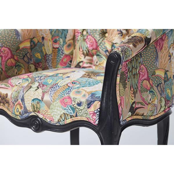 Elegant black with grain Wood Frame Chair French Style Chair Crazy birds Fabric Antique Armchair Accent chair