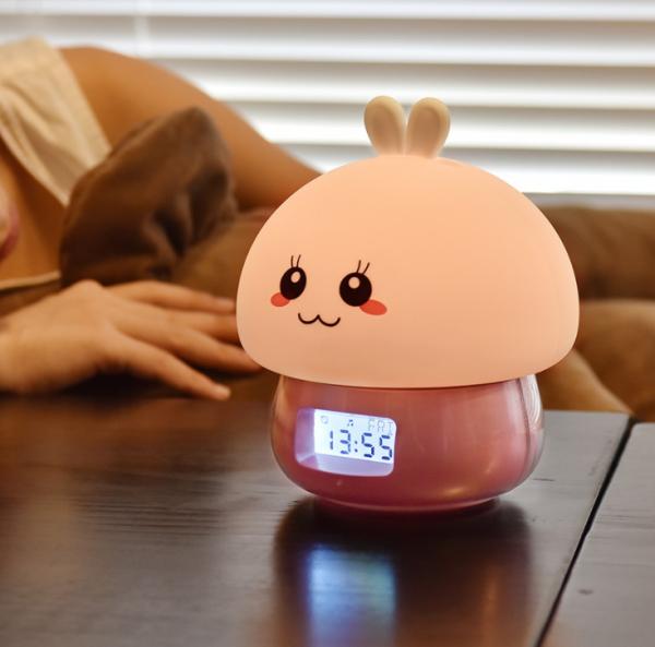 DC5V Silicone Night Light Alarm Clock 1000mA Battery For Kids