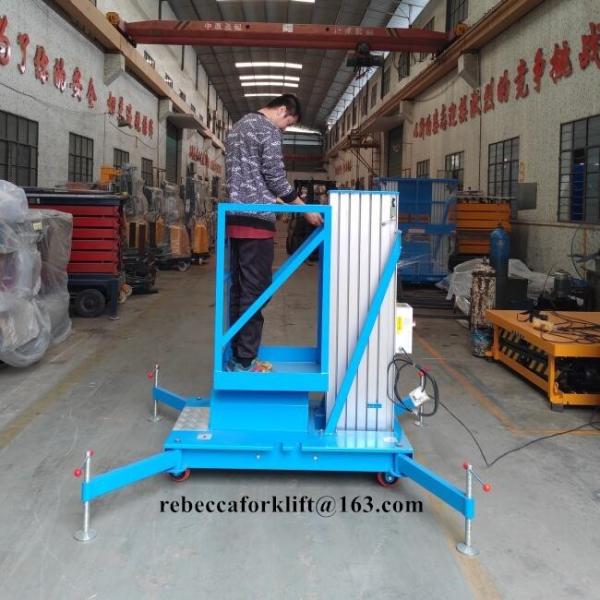 Small lift table 100kg 9 m single mast aluminum lift platform with CE certification