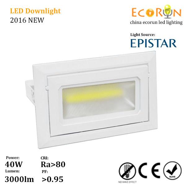 3000k 4000k 5000k 30w 40w cob rectangular downlight ceiling adjustable with ce approved