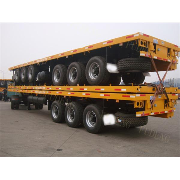 Carbon Steel Heavy Duty Flatbed Trailer , 12 Twist Locks Flatbed Equipment Trailers 