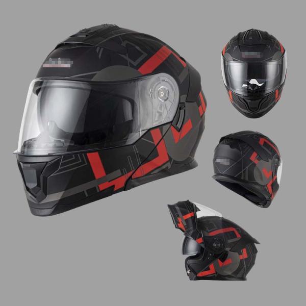 DOT certified flip up motorcycle helmet with double PC visor and EPS impact foam liner