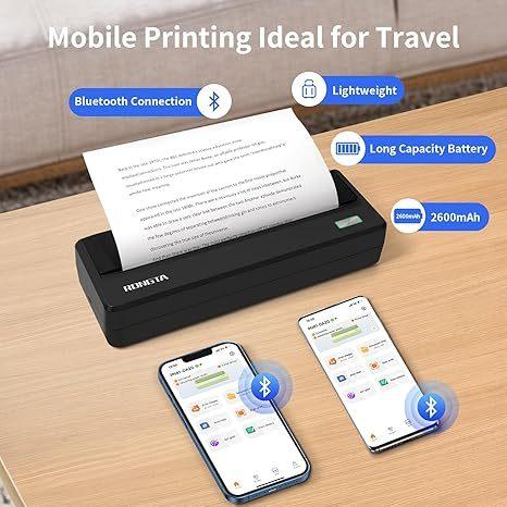 PN81 Inkless Portable Printer for Travel, 300Dpi Wireless Bluetooth Thermal Printer, Compatible with Android/iOS & Laptop