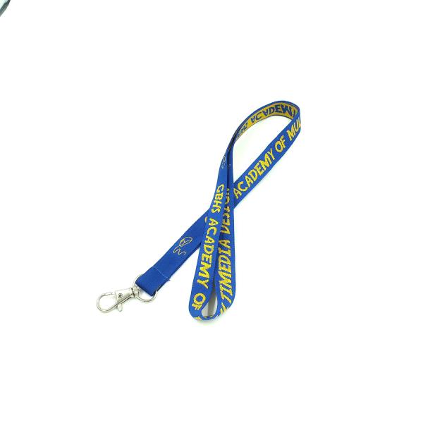 Yellow Logo Woven Neck Lanyards ID Card Neck Lanyard With Thumb Trigger