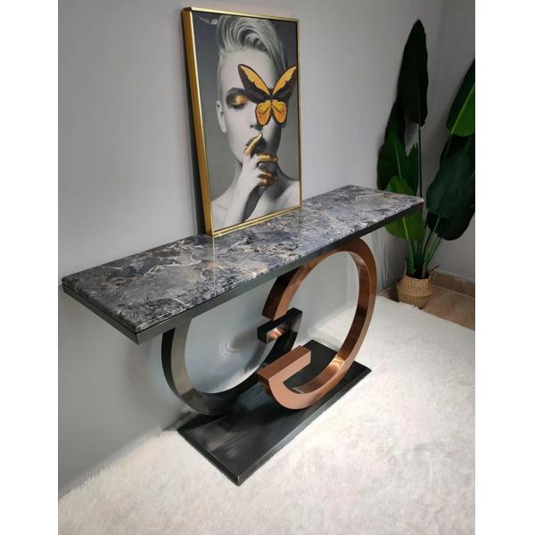 Glossy Steel Frame Entrance Console Table Rectangular Height 78cm