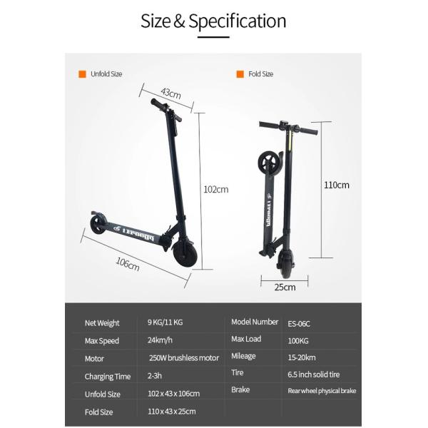 Foldable Powerful Electric Scooter LED Headlight Light Strip 25km/H Max Speed