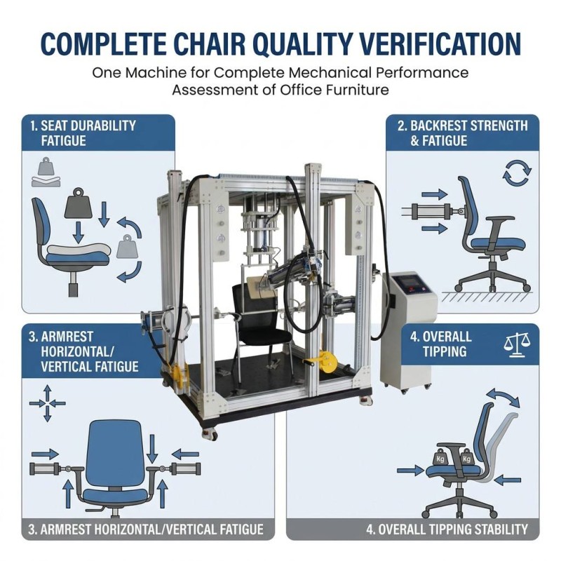 Automatic Office Chair Mechanical Comprehensive Tester Supporting Static Strength and Cyclic Test