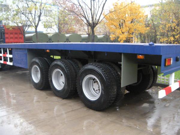 3 Axles 50 Tons ABS Braking System Low Flat Bed Semi Trailer For Machine Transport