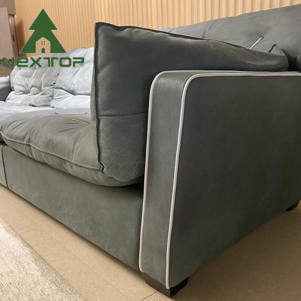 Light Green Comfortable Fabric 3 4 5 6 Seater Long Sofa Customization