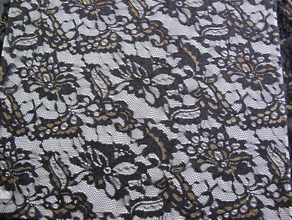 Eco Friendly Lace Metallic Nylon Fabric For Apparel Black CY-LW0219