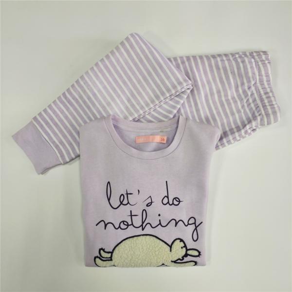 Embroidered Purple Cotton Winter Girl Kids Family Pajamas for a Cozy and Warm Winter Season