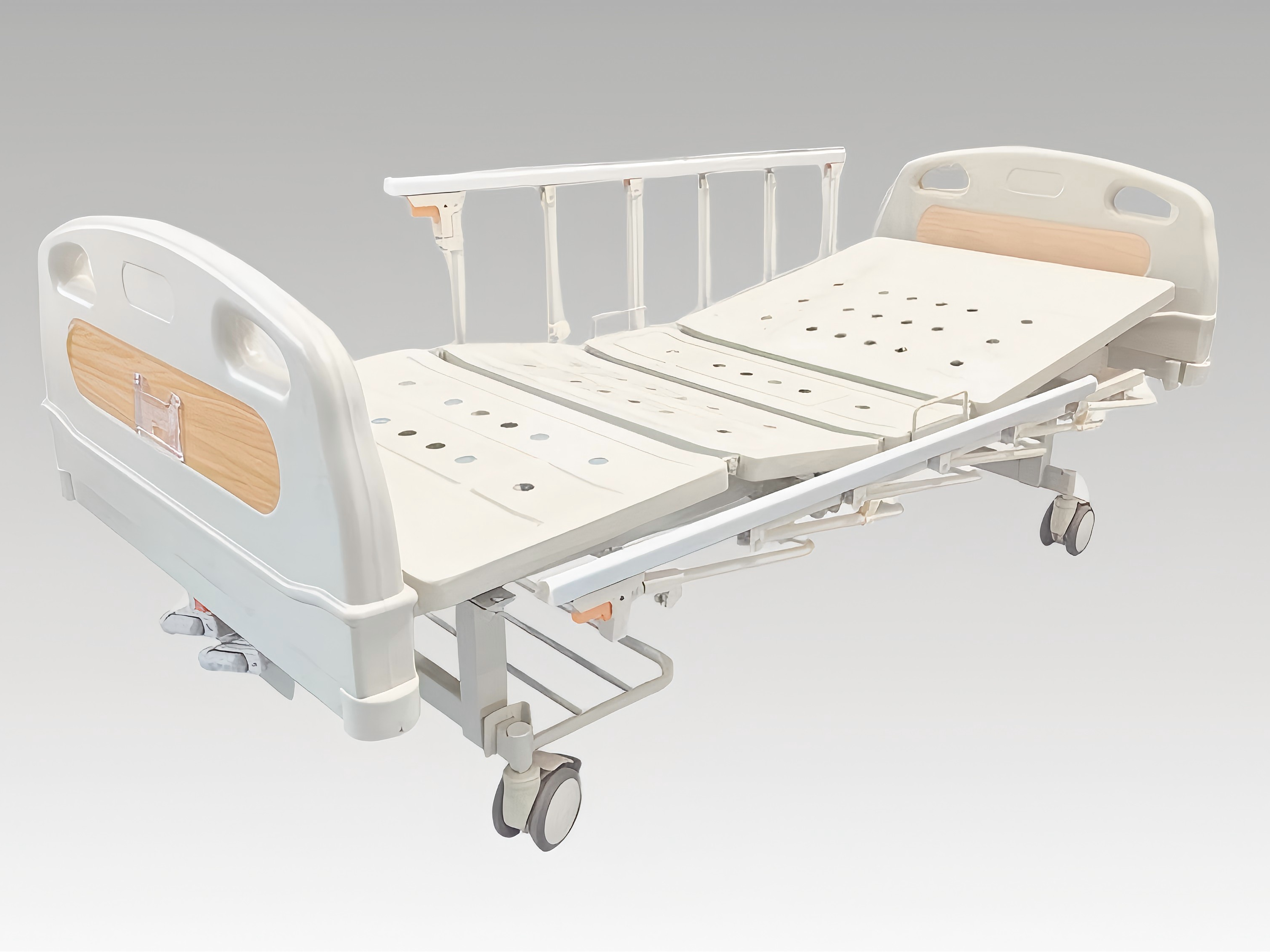 Manual Double-Crank Nursing Bed with Four-Wheel Brake & High Load Capacity -B2-2-S