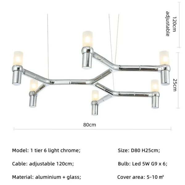 Crown Major Pendant lamp Nordic Tube chrome chandelier Crown Plana Mega Pendant(WH-AP-637)