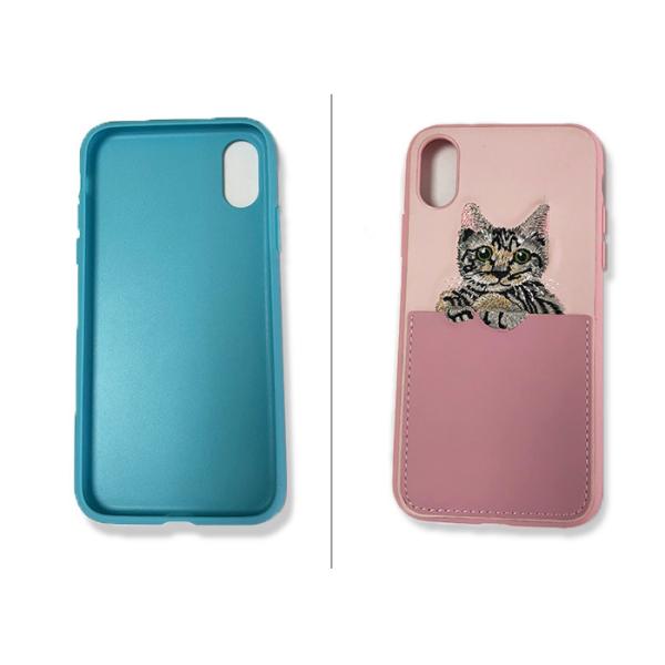 Cartoon Pattern iPhone X Cell Phone Silicone Cases with Card Holder Back