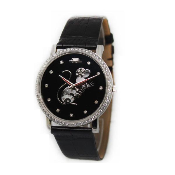 Stainless Steel Women Jewelry Watch Fashion Black Zircon UP Pattern