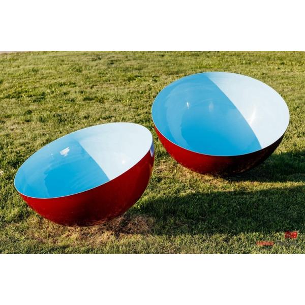 Art Decoration Singing Bowl Cerulean Sky Medium Blue Stainless Steel Outdoor Sculpture