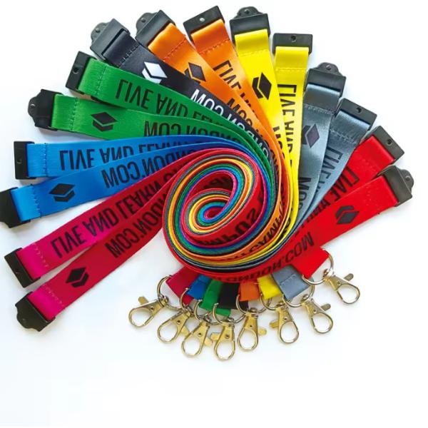 Flat Blank Polyester Lanyards Heat Transfer Sublimation Custom Rainbow Color