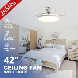 42 Inch Retractable Ceiling Fan Light with DC Motor and 6 Speed Remote Control