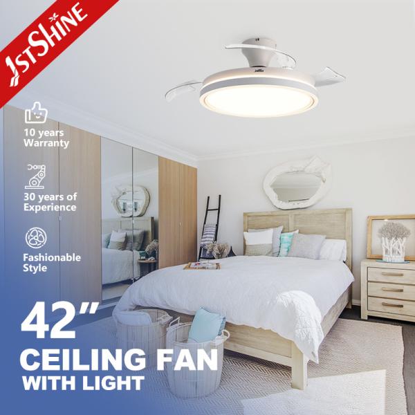 42 Inch Retractable Ceiling Fan Light with DC Motor and 6 Speed Remote Control