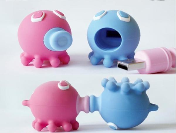 O flash bonito de USB conduz o beijo da movimentação do usb do polvo