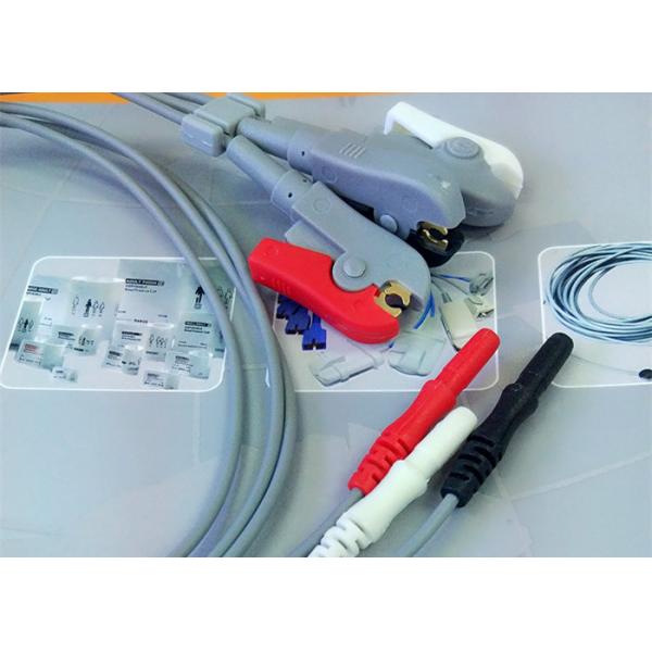 Compatible Din Style Safety 3 Lead Ecg Cable , Grabber AHA Ecg Lead Wires