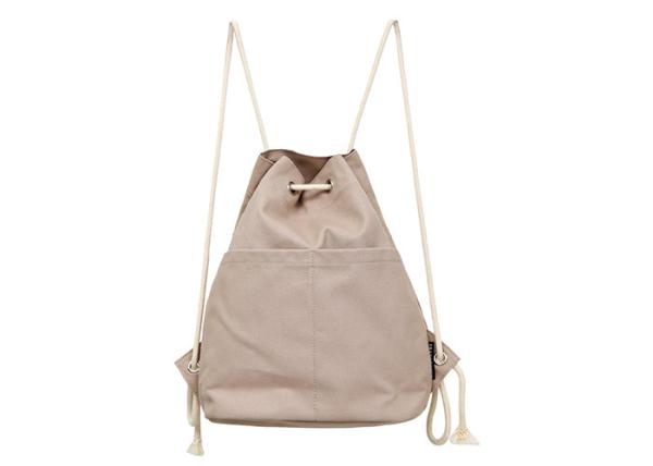 Lightweight Canvas Drawstring Backpack , School Bags For Girls PU Leather Pocket