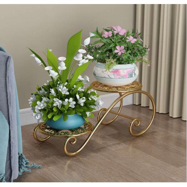 White 2 Tier Flower Cart Plant Stand , 45cm Width Plant Cart Indoor