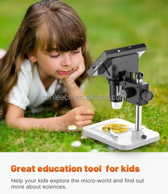Hot Sale 4.3 Inch LCD Digital USB Coin Microscope with Light 1000x Stereo Microscope for Students