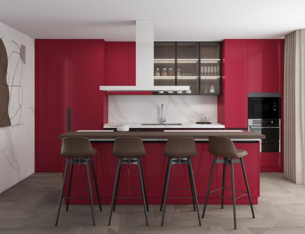 Design de gabinete de cozinha moderno Custom Shaker Gabinete de cozinha com ilha de jantar Set de gabinete de cozinha de madeira