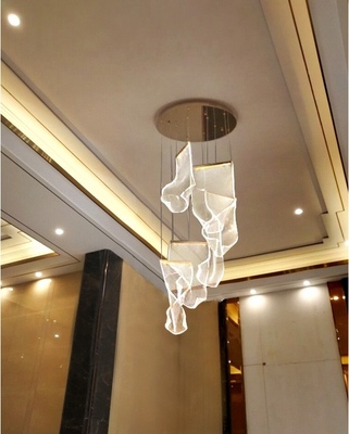 LED Postmodern Silver Love Paper Designer Stairs Staircase Chandelier Lighting Rinkle Suspended Lights(WH-MI-194)