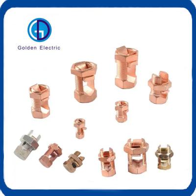 Small Size Brass Coated Grounding Split Bolt Flame Retardant Easy installation