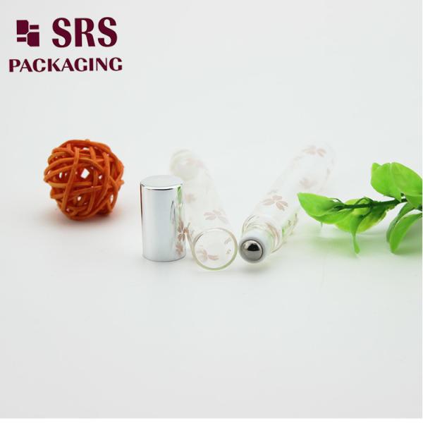 SRS 10ml transparent color essential oil glass roll on bottle with silver aluminum cap