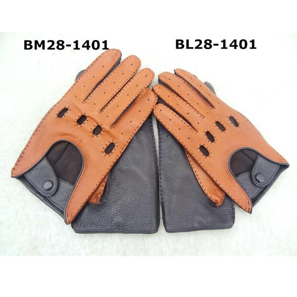Driver Leather Work Gloves , Full Finger Gloves Soft Fitting Silk Lining