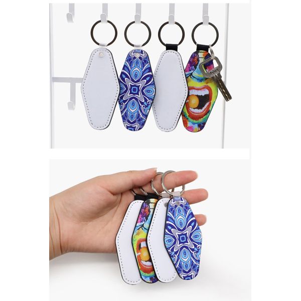 Double Sided Printing Diamond Shape Sublimation Leather Keychain Blanks Personalised Leather Keyring