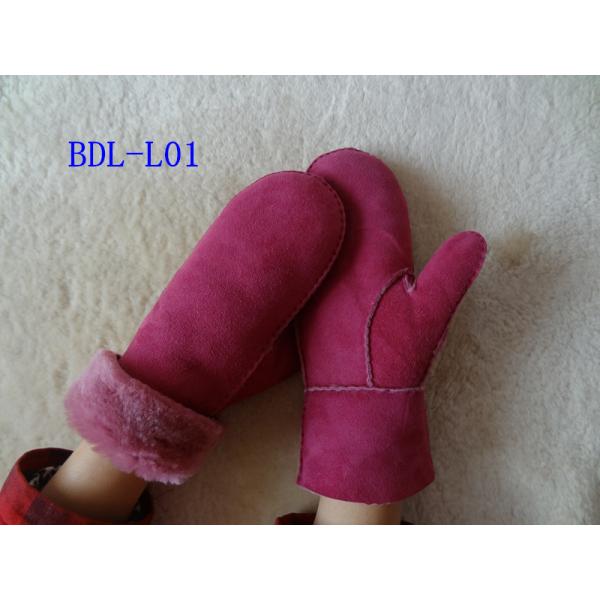 New Fashion Wholesale Hand Sewing Spanish Merino Shearling Sheep Skin Mitten Double Face Lamb fur Leather Winter Gloves