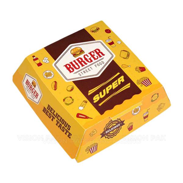 Hamburger Box Fast Food Delivery Packaging Eco-friendly Customization Biodegradable Oil Proof Paper Packaging Box