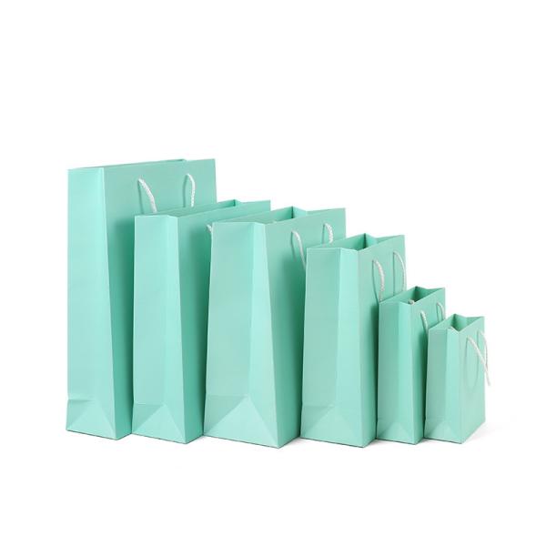 Green color jewelry packaging paper bag own logo printing rope handle