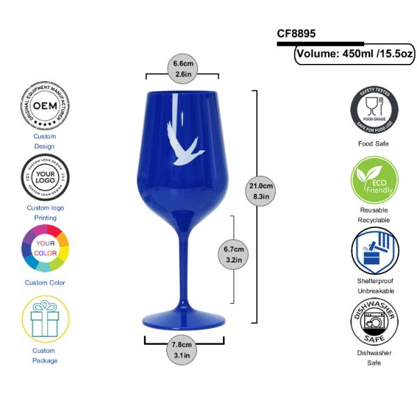 Party Vodka Reusable Plastic Wine Glasses White Blue Grey Goose Acrylic Glasses Tumbler