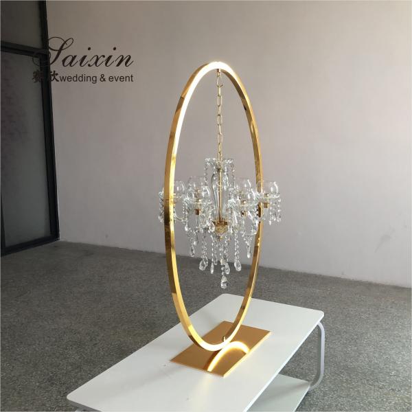 ZT-407V decoração de eventos por atacado apoio oval cristal candelabro centerpieces
