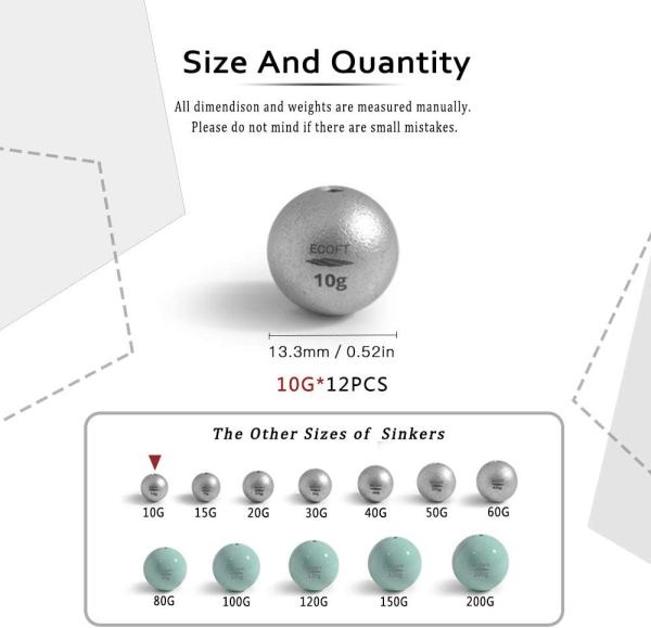 ISO ECOFT Fishing Sinkers ECOFT Non Lead Fishing Sinkers Round
