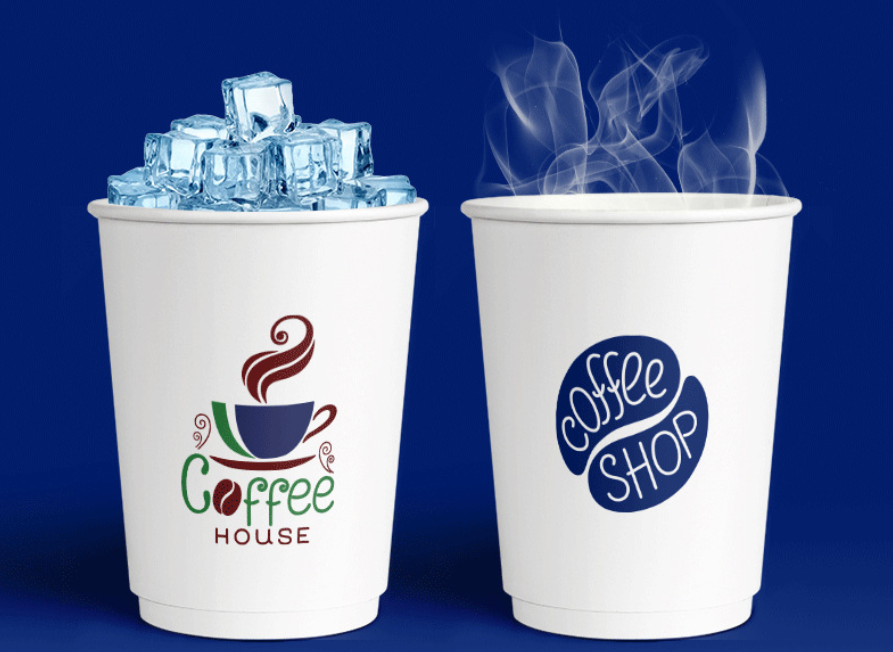 Double Wall Paper Biodegradable Takeaway Cups Custom Logo Dishwasher Safe Hot Cold Drinks