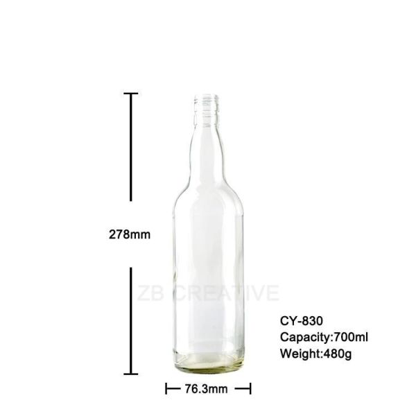 700ml Flint Tequila Glass Bottles Screw Top For Liquor 480g CY-830